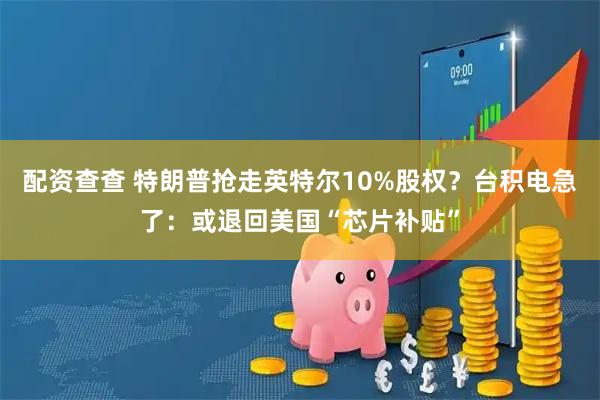 配资查查 特朗普抢走英特尔10%股权？台积电急了：或退回美国“芯片补贴”